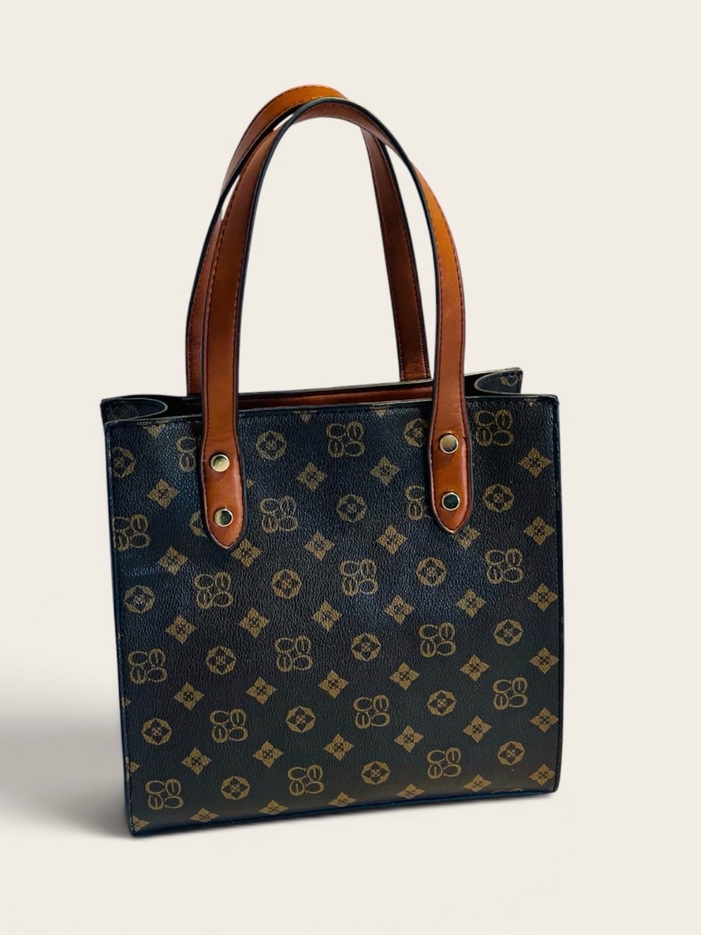 Designer Inspired Monogram Brown Tote Bag Crossbody Satchel Purse